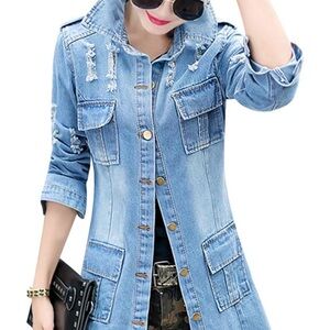 Tanning Light Wash Distressed Denim Jacket